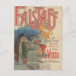 Carte Postale Affiche de l'opéra Falstaff (Paris première 1894)