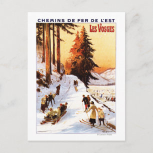 Carte Postale Affiche de luge et de ski dans les Vosges