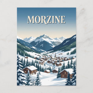 Carte Postale Affiche de Noël de la montagne alpine enneigée de