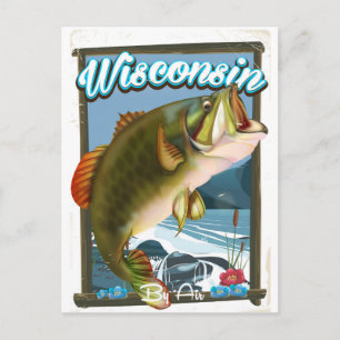 Carte Postale Affiche de pêche de l'État du Wisconsin