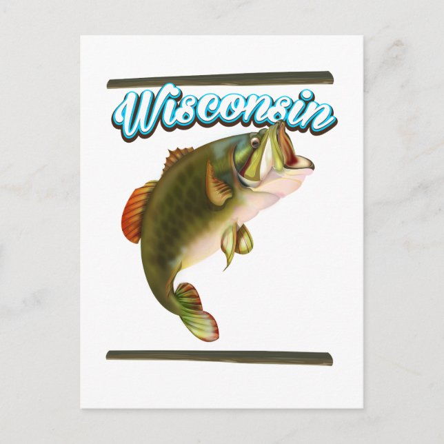 Carte Postale affiche de pêche du Wisconsin (Devant)