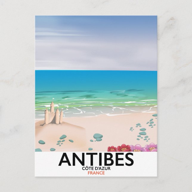 Carte Postale Affiche de plage d'Antibes France (Devant)