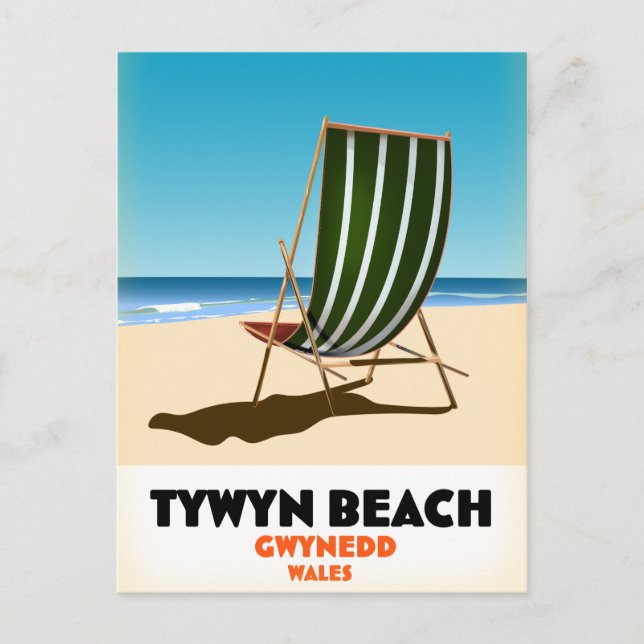 Carte Postale Affiche de plage de Tywyn Gwynedd Wales (Devant)