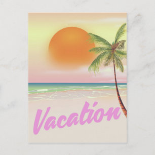 Carte Postale Affiche de plage de vacances vintage des années 19