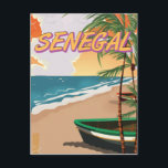Carte Postale Affiche de plage vintage au Sénégal<br><div class="desc">Affiche de plage vintage du Sénégal. L'affiche de la plage du Sénégal. Visitez le Sénégal,  Afrique.</div>