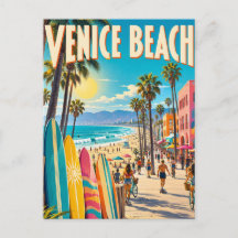 Affiche de planches de surf colorées de Venice Bea