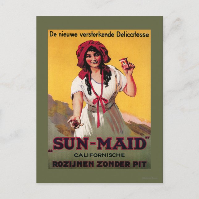 Carte Postale Affiche de raisin de Californie Sun-Maid (Devant)