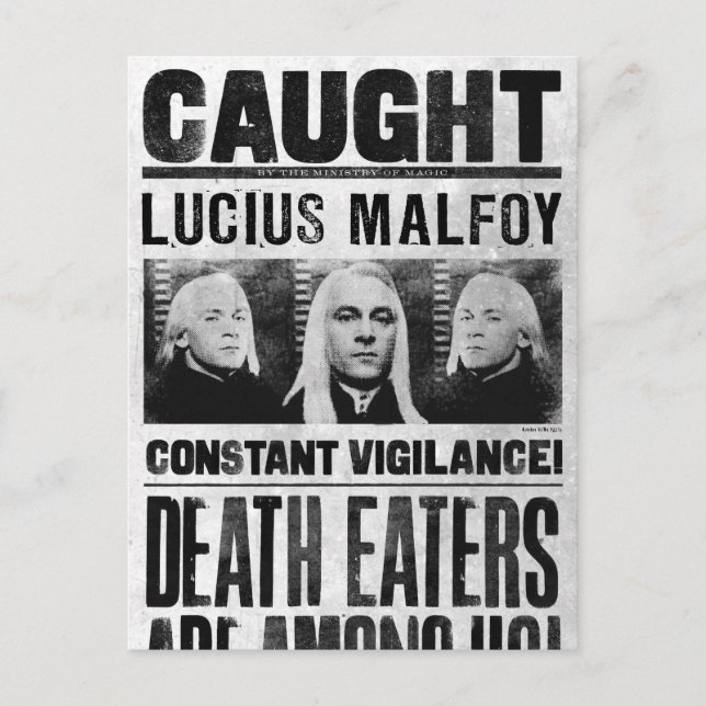 Carte Postale Affiche de recherche de Lucius Malfoy (Devant)