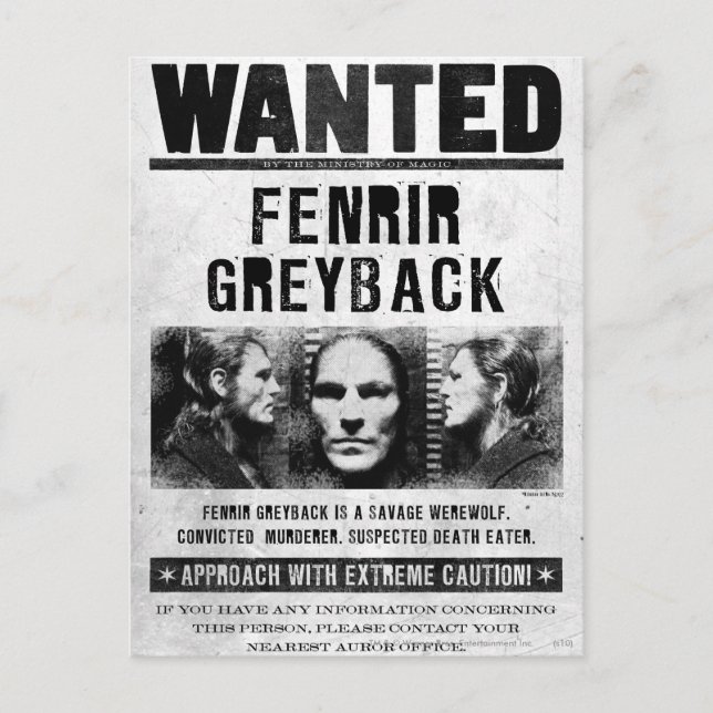 Carte Postale Affiche de Recherche Fenrir Greyback (Devant)