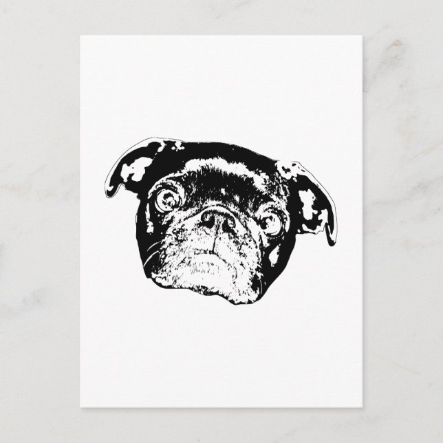 Carte Postale Affiche de saison Pug (Devant)