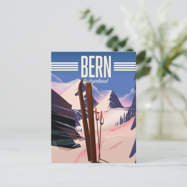 Carte Postale Affiche de ski à Berne en Suisse (Debout devant)