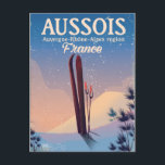 Carte Postale Affiche de ski Aussois Auvergne-Rhône-Alpes France<br><div class="desc">Aussois Auvergne-Rhône-Alpes France Impression d'affiche de ski classique de style vintage du paysage français.</div>