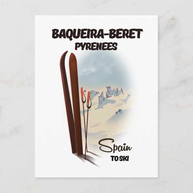 Carte Postale Affiche de ski Baqueira-Beret Espagne. (Devant)