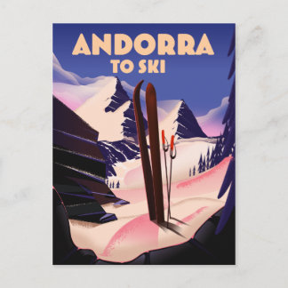 Carte Postale affiche de ski d'Andorre.