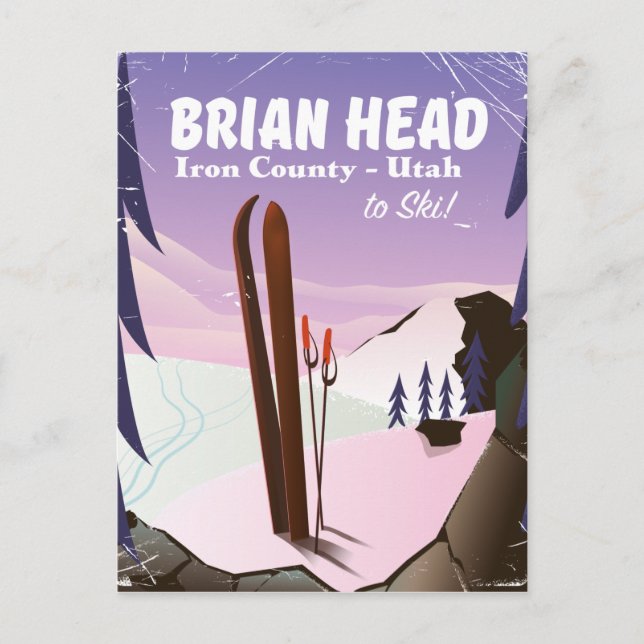 Carte Postale Affiche de ski de Brian Head, comté d'Iron Utah, É (Devant)