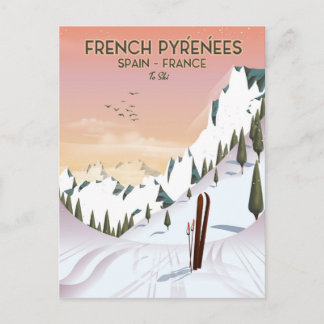 Carte Postale Affiche de ski des Pyrénées françaises