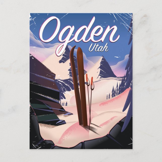 Carte Postale affiche de ski d'Ogden, Utah (Devant)