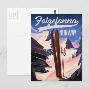 Carte Postale Affiche de ski Folgefonna Norvège.
