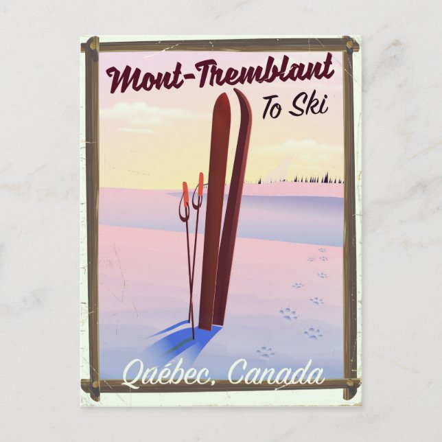 Carte Postale Affiche de ski Mont-Tremblant Québec. (Devant)