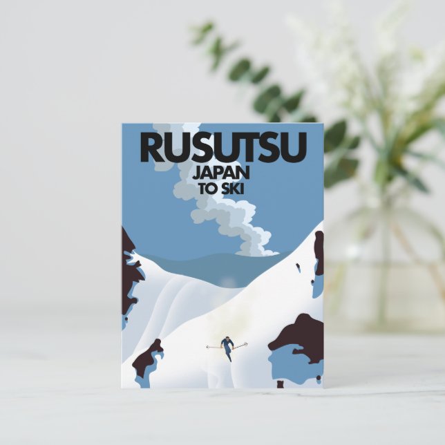 Carte Postale Affiche de ski Rusutsu Japon  (Debout devant)