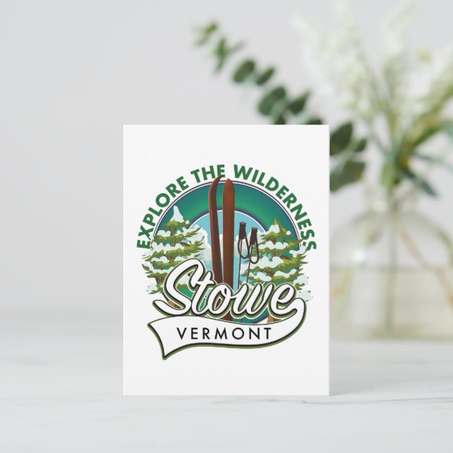 Carte Postale Affiche de ski Stowe Vermont , Explore the Wildern (Debout devant)