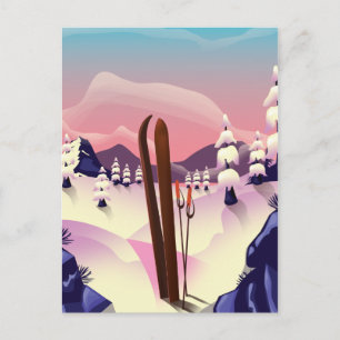 Carte Postale Affiche de ski vintage