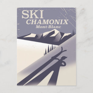 Carte Postale Affiche de ski Vintage Chamonix-Mont-Blanc