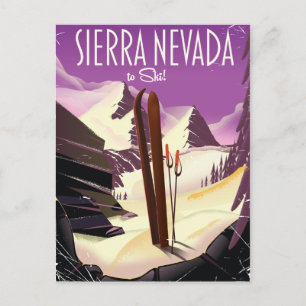 Carte Postale Affiche de ski vintage de la Sierra Nevada