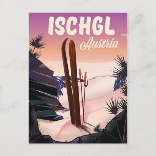 Carte Postale Affiche de ski vintage Ischgl Autriche.