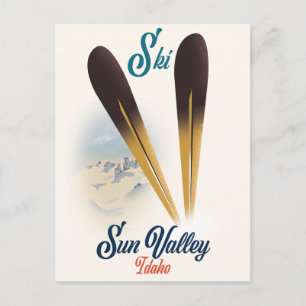 Carte Postale Affiche de ski vintage Sun Valley Idaho