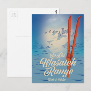 Carte Postale Affiche de ski Wasatch Range Utah & Idaho
