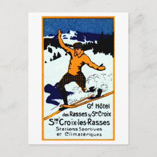 Carte Postale Affiche de sports d'hiver de Sainte-Croix 1920