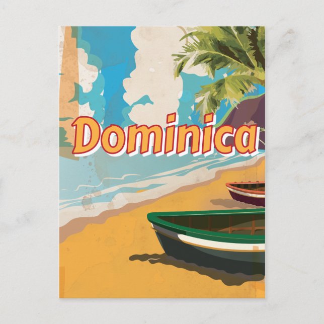 Carte Postale Affiche de vacances à la plage de la Dominique (Devant)