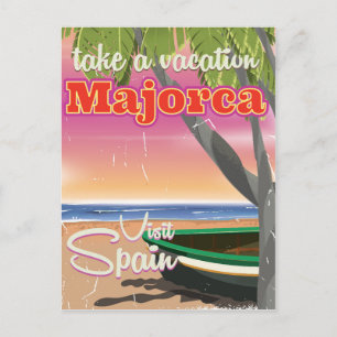 Carte Postale Affiche de vacances à la plage vintage à Majorque,