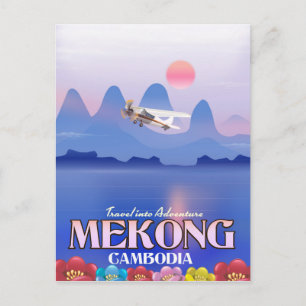 Carte Postale Affiche de vacances au Cambodge sur le fleuve Méko