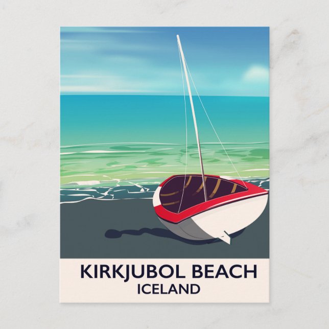 Carte Postale Affiche de vacances de la plage de Kirkjubol en Is (Devant)