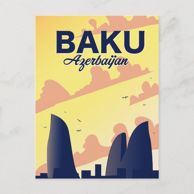Carte Postale Affiche de vacances des Flame Towers à Bakou Azerb (Devant)