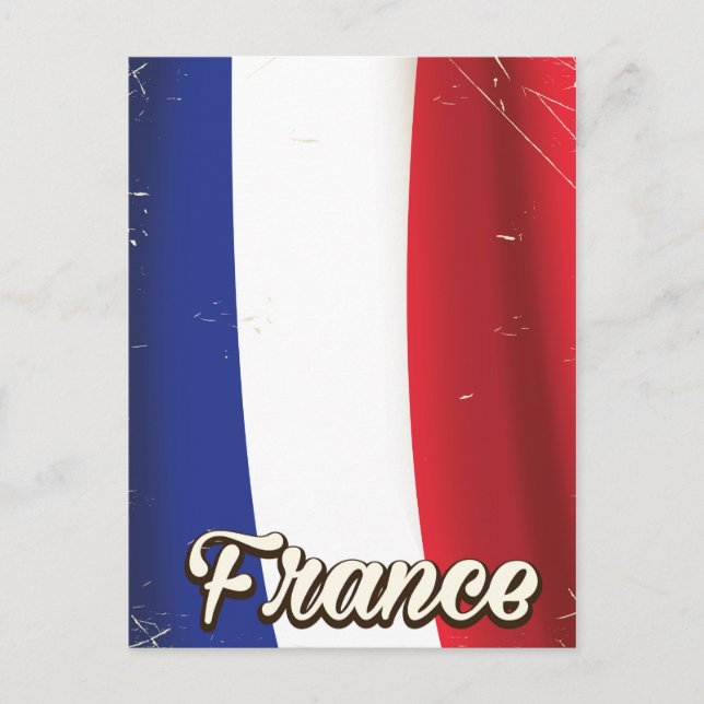 Carte Postale Affiche de vacances du drapeau national de France (Devant)