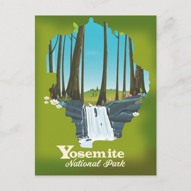 Carte Postale Affiche de vacances du parc national de Yosemite. (Devant)