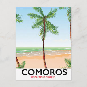 Carte Postale Affiche de vacances pour l'île des Comores.
