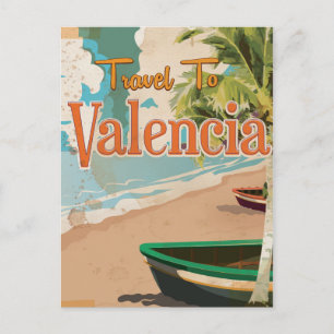 Carte Postale Affiche de vacances vintage à Valence, Espagne