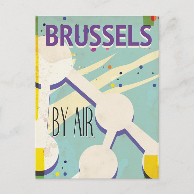 Carte Postale Affiche de vacances vintage Bruxelles (Devant)