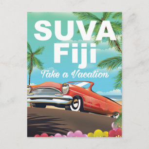 Carte Postale Affiche de vacances vintage de Suva, Fidji