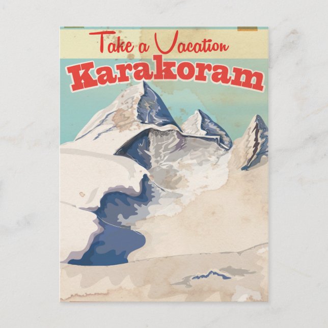 Carte Postale Affiche de vacances vintage Karakoram (Devant)
