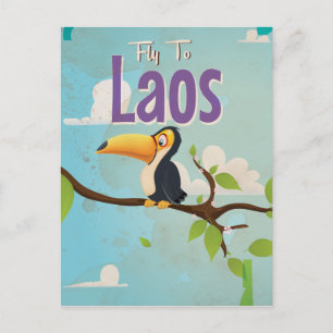 Carte Postale Affiche de vacances vintage Laos