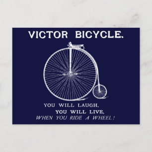 Carte Postale Affiche de vélo Victor 1880, blanc