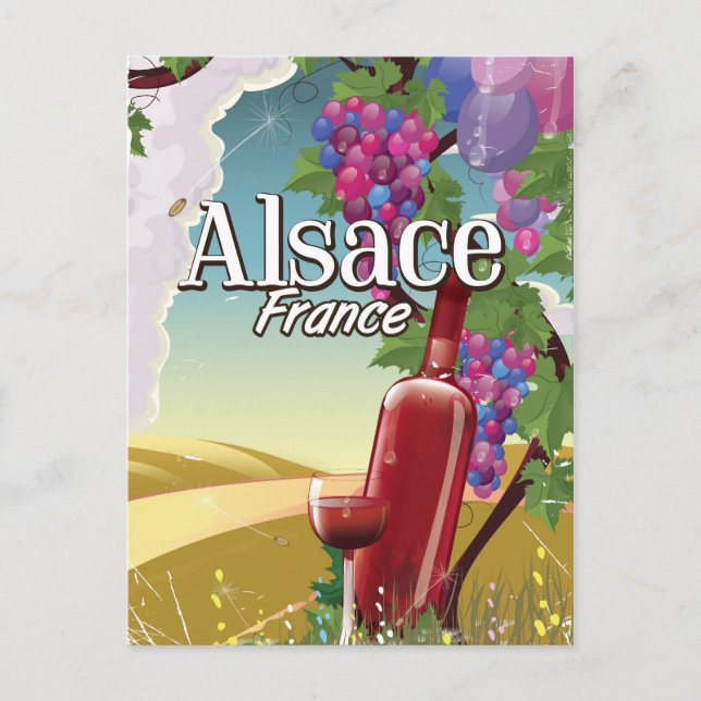 Carte Postale Affiche de vin de l'après-midi paresseux Alsace Fr (Devant)