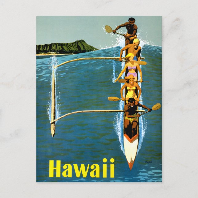 Carte Postale Affiche de Vintage voyage d'Hawaï reconstituée (Devant)