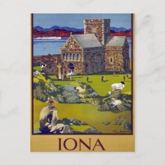 Carte Postale Affiche de Vintage voyage Iona Scotland restaurée