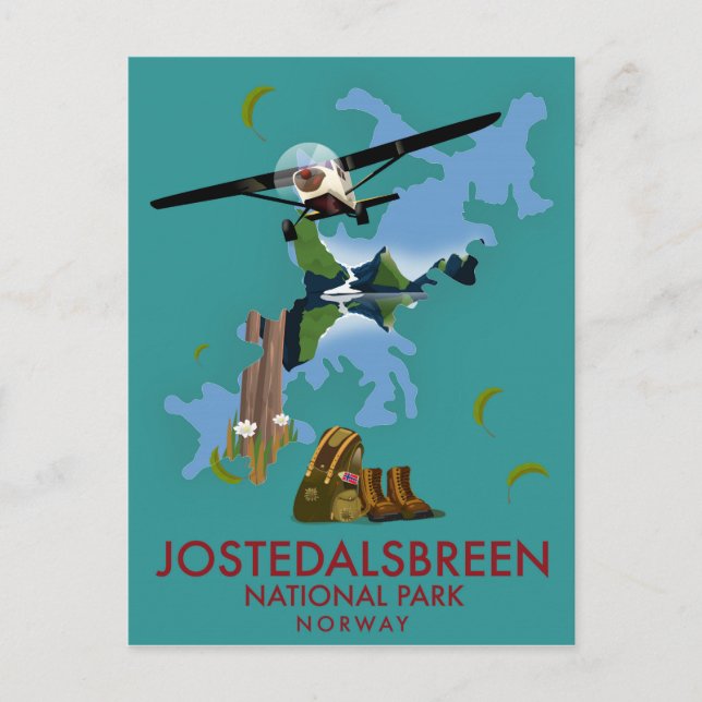 Carte Postale Affiche de vol du parc national de Jostedalsbreen (Devant)